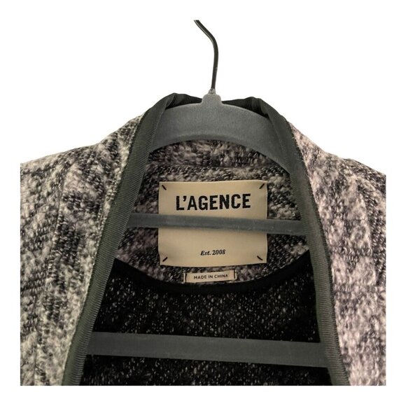 Lagence Size XS Draped Knit Poncho Sweater Fringe Edges Gray Black Cape - Picture 3 of 10